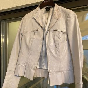 Arden B White Leather Jacket